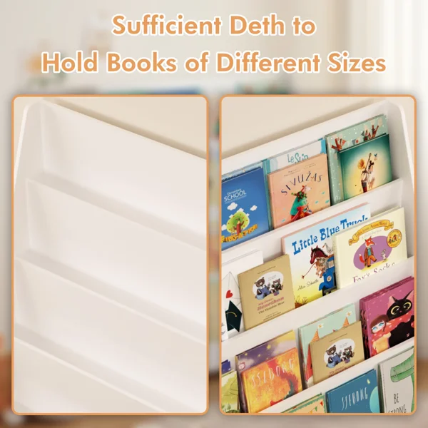 4-Tier Kids Bookshelf,Book Display Shelve Bookcase for Bedroom,Playroom,White (Shipment from Walmart) view 4