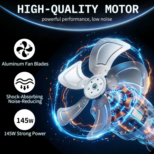 US Standard MLD-450 Barrel Fan 110V 218W 18inch Floor Barrel Fan Mobile Fan with Handle Copper Motor Orange-Yellow Air Circulation Industrial Fan view 6