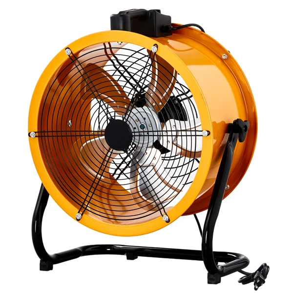 US Standard MLD-450 Barrel Fan 110V 218W 18inch Floor Barrel Fan Mobile Fan with Handle Copper Motor Orange-Yellow Air Circulation Industrial Fan
