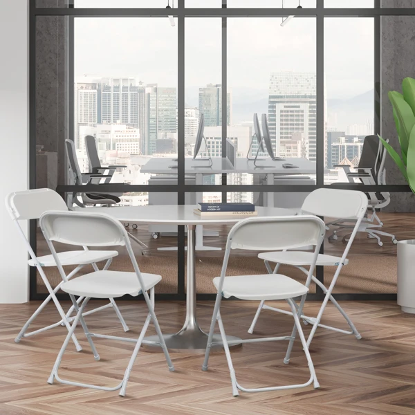 [Replace 10995986]10pcs Injection Molding Classic Garden Plastic Folding Chair White view 3