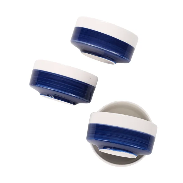 10 OZ WhiteBule Ceramic Bowls Set of 4 - Cereal Bowl,Soup Bowls for Kitchen, Ramen Bowl, Microwave Safe for Oatmeal, Fruit,Salad and Rice Bowl - Dishwasher & Microwave Safe view 2