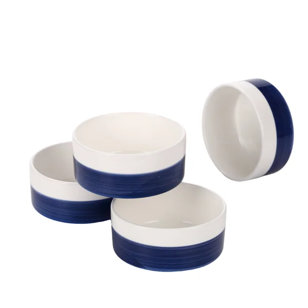 10 OZ WhiteBule Ceramic Bowls Set of 4 - Cereal Bowl,Soup Bowls for Kitchen, Ramen Bowl, Microwave Safe for Oatmeal, Fruit,Salad and Rice Bowl - Dishwasher & Microwave Safe view 6
