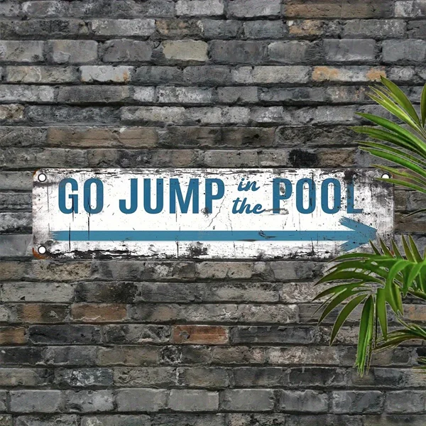 CIFbuy Vintage Aluminum Sign Jump Into The Pool UV Printed Metal Plaque Home Garage Cafe Restaurant Bar Waterproof Dustproof Decor