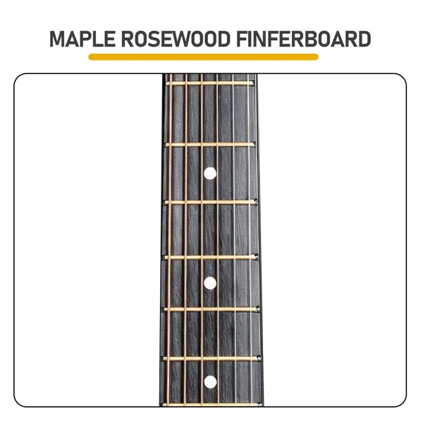 Purple 41-inch Dreadnought barrel-shaped cutaway acoustic guitar with pick, strings, capo, gig bag, tuner, wrench tool, and shoulder strap view 4