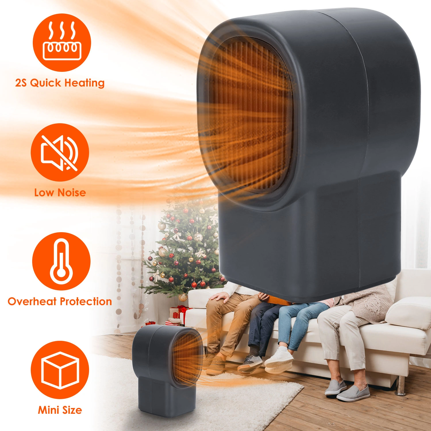 500W Portable Electric Space Heater - Mini Desktop Fan Heater for Home Office Personal Small Room Heating