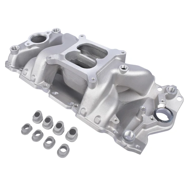 Aluminum Dual Plane Air Gap Intake Manifold For Small Block Chevy 262-400 1955-1986 view 2