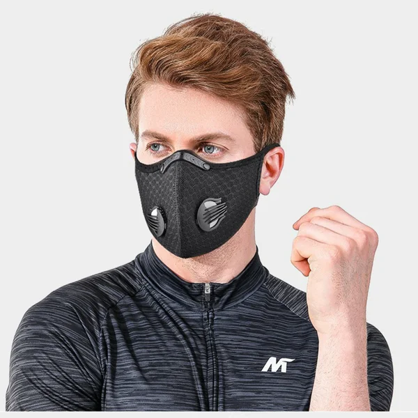 Reusable Half Face Cover Mask w/ Filter Cycling Outdoor Sport Face Mask Black view 4