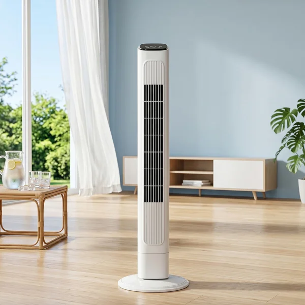 US Standard RTW-GR36 Tower Fan, 110V 45W, 36 Inch, Column Shape, White Plastic Body, Copper Motor, Touch & Remote Control, 3 Speeds, 3 Modes, Oscillating Function, 9-Hour Timer, For Home Use view 2