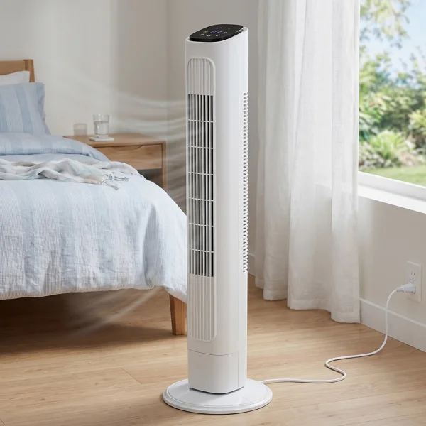 US Standard RTW-GR36 Tower Fan, 110V 45W, 36 Inch, Column Shape, White Plastic Body, Copper Motor, Touch & Remote Control, 3 Speeds, 3 Modes, Oscillating Function, 9-Hour Timer, For Home Use view 3