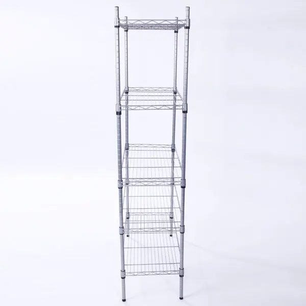 XM-304B Rectangle Carbon Steel Metal Assembly 5-Shelf Storage Rack Silver Gray view 2