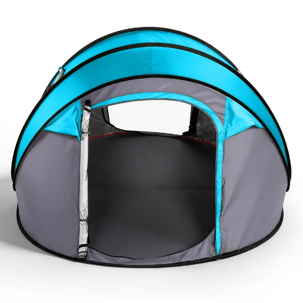 4 Person Pop Up Tent for Camping, Waterproof Instant Family Tent with Front Awning, Automatic Tent Throw Pop Up Instant Flip Pop Tent for Camping, Blue view 3