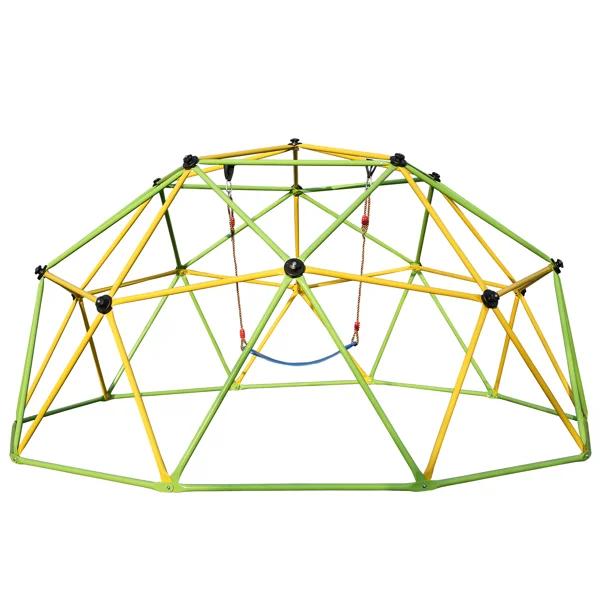 10FT Climbing Dome for Kids Jungle Gym Apply To Park Dome Climber With Swing Playground Equipment,Green view 3