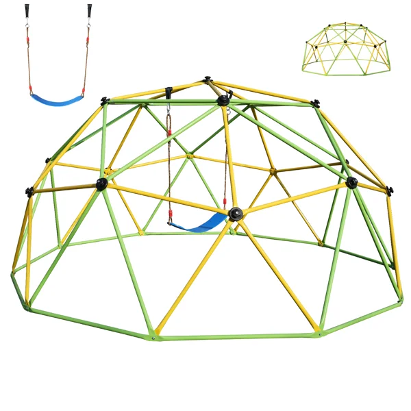 10FT Climbing Dome for Kids Jungle Gym Apply To Park Dome Climber With Swing Playground Equipment,Green view 4