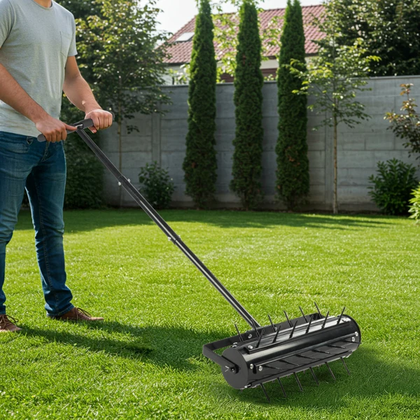 17-inch Lawn Aerator, Rolling Aerator Lawn Tool with T-shaped Handle, Heavy Duty Lawn Aerator Tool, Grass Aerator & Garden Tools for Aeration & Soil Health, Black view 5