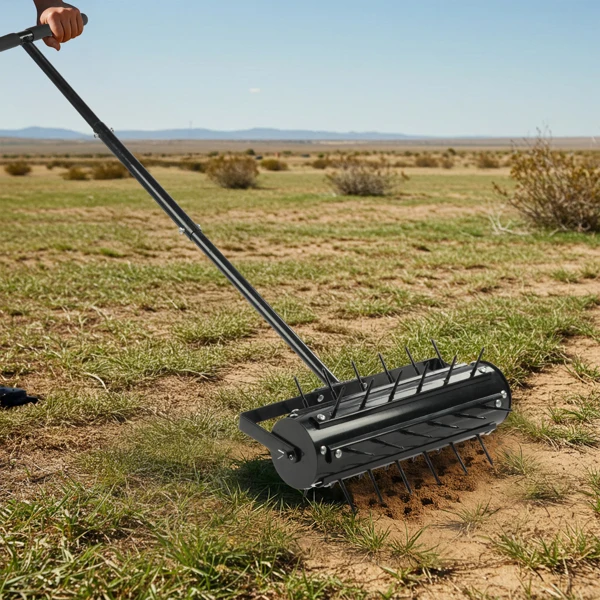17-inch Lawn Aerator, Rolling Aerator Lawn Tool with T-shaped Handle, Heavy Duty Lawn Aerator Tool, Grass Aerator & Garden Tools for Aeration & Soil Health, Black view 6