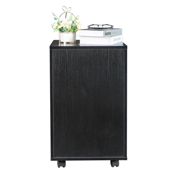 Black Wood Grain Density Board Three Drawers Wooden Filing Cabinet view 4