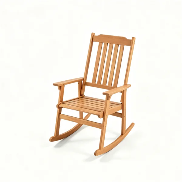 Solid Acacia Wood Outdoor Rocking Chair, Heavy Duty 400LBS Capacity Porch Rocker with Slatted Back for Backyard Deck Garden view 2