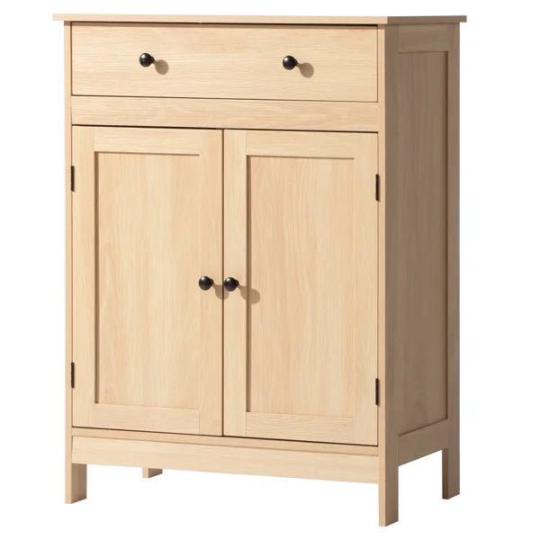 Natural wood color, particleboard with melamine veneer, 60*30*80cm, double doors, single drawer, bathroom vanity view 4