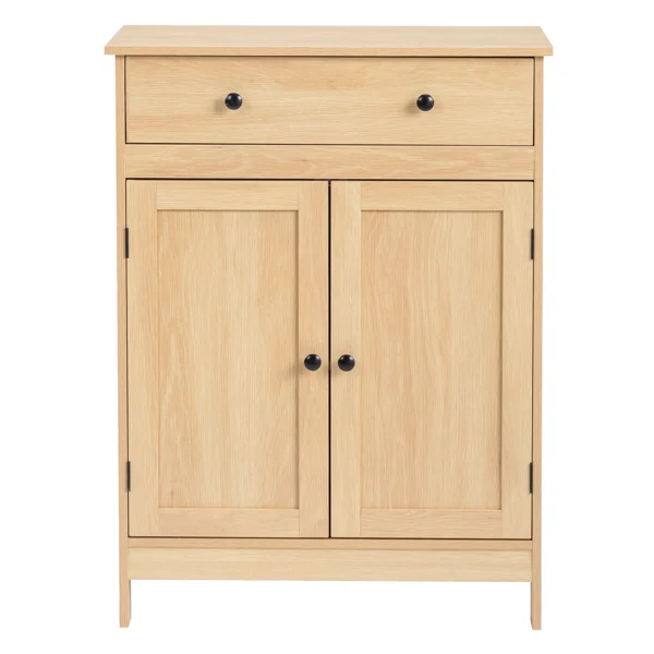 Natural wood color, particleboard with melamine veneer, 60*30*80cm, double doors, single drawer, bathroom vanity view 5