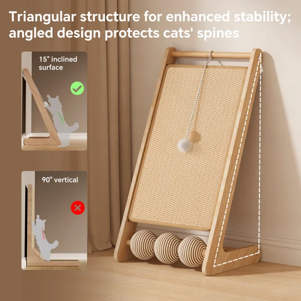 L-shaped sisal cat scratching board (with hanging ball) - scratching, tapping, and pouncing, one base meets the three major instincts of cats view 2