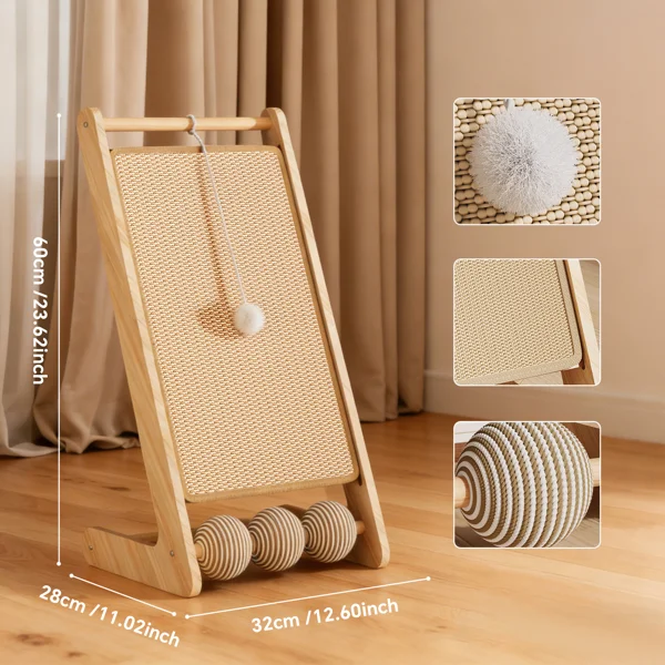 L-shaped sisal cat scratching board (with hanging ball) - scratching, tapping, and pouncing, one base meets the three major instincts of cats view 6