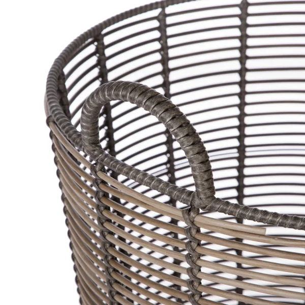 Extra Large Round Poly Rattan Decorative Storage Basket with Handles, 18.7 in x 16 in (Shipment from Walmart) view 4