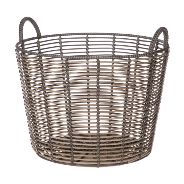 Extra Large Round Poly Rattan Decorative Storage Basket with Handles, 18.7 in x 16 in (Shipment from Walmart)