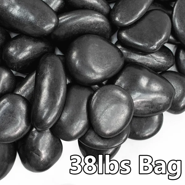 ​​38lbs Black River Rocks, 2-3 inch Polished Pebbles for Plants, Vase Filler, Aquarium, Landscaping, Indoor/Outdoor Decor
