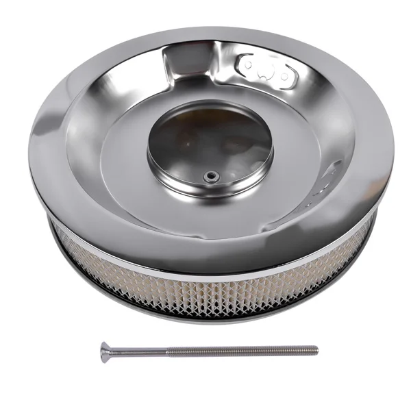 14" x 3" Half Finned Aluminum Air Cleaner With Recessed Base and Paper Element Polished view 5