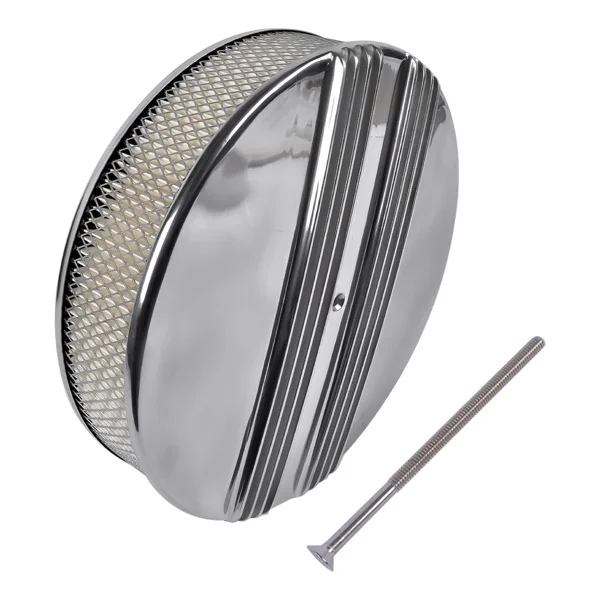 14" x 3" Half Finned Aluminum Air Cleaner With Recessed Base and Paper Element Polished view 6