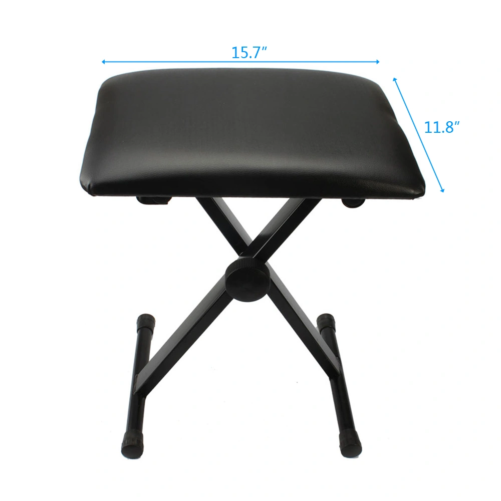 Adjustable Folding Piano Bench Stool Seat, Black Height-Adjustable Keyboard Stool for Music Practice view 10