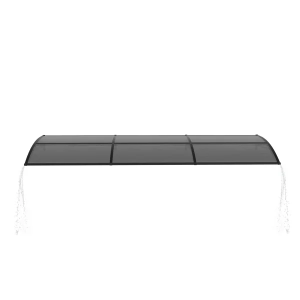 Awning for Door Entrance with Drainage Sink, 40x120 Inch Window Canopy Exterior, UV Rain Snow Protection for House Porch Patio Deck, Black Bracket & Brown Board view 3