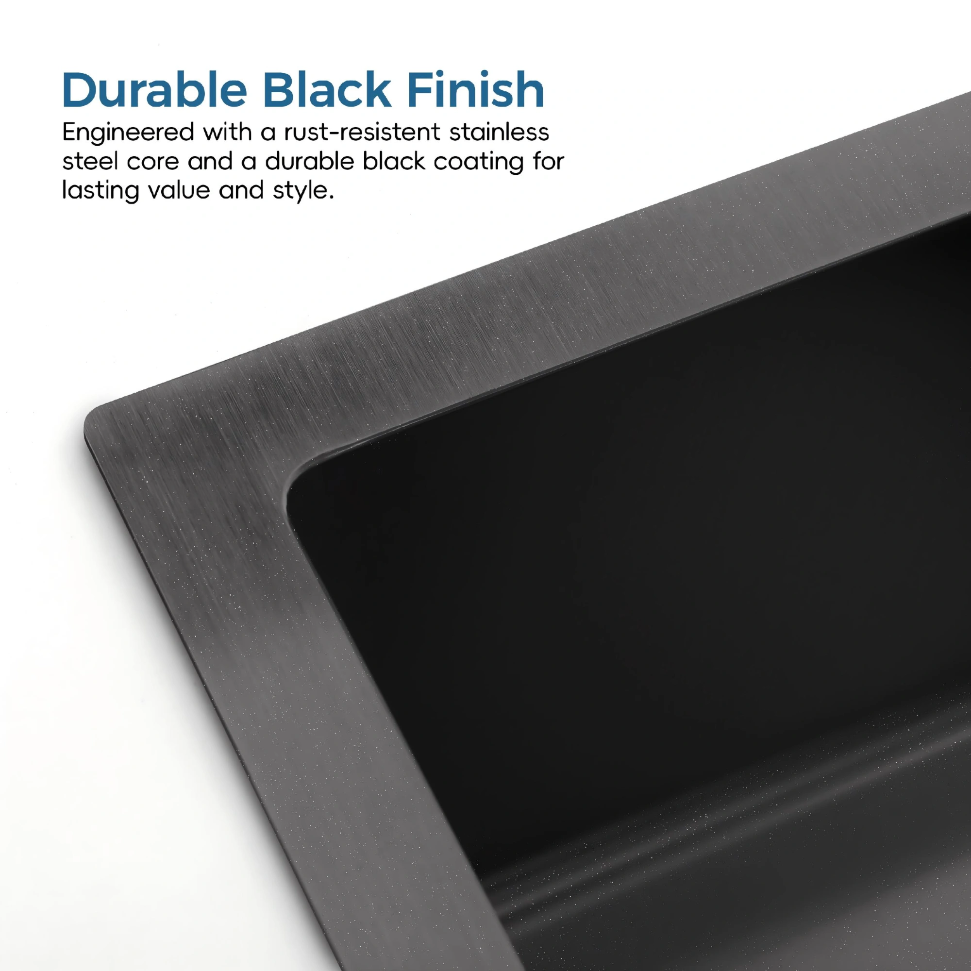 18x18 Inch Single Bowl Undermount Kitchen Sink, Handmade Black Stainless Steel with US Standard Drain view 8
