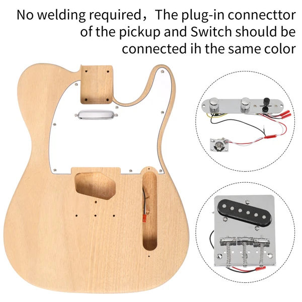 DIY 6 String TL Style Electric Guitar Kits with Mahogany Body, Maple Neck and Accessories view 6