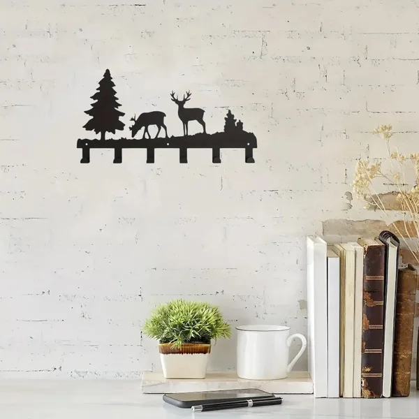 CIFbuy Exquisitely Designed Metal Elk Key Hooks: Wall-mounted, Multi-functional Hooks Ideal for Hanging Clothes, Bags, and Keys. Elevate Your Room's Aestheti