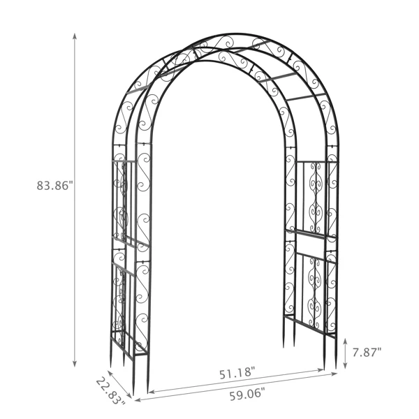 134*59*213cm Double Layer Iron Art Arc Top Iron Arch Black view 4