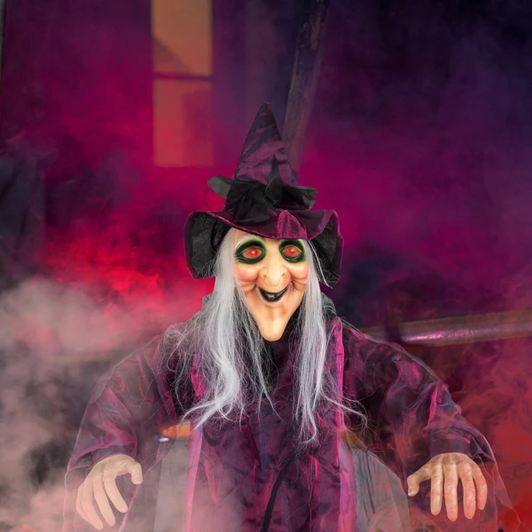 71in Life Size Hanging Witch Talking Halloween Everyday Decoration view 4