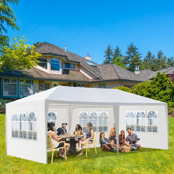 10'X20' Outdoor Party Tent with 4 Removable Sidewalls, Waterproof Canopy Patio Wedding Gazebo, White view 3