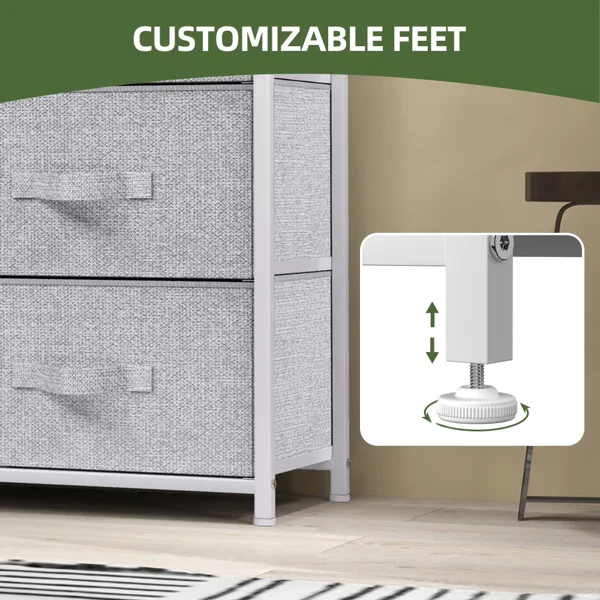 8 Drawers Dresser Chest of Drawers for Fabric Storage Dressers for Living Room Light Gray view 2