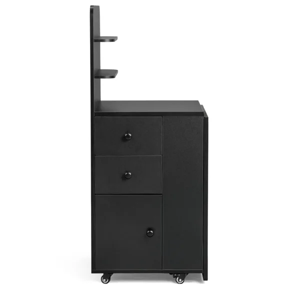 Black MDF Folding Nail Desk with 2 Drawers, Cabinet Door & Storage Shelf view 5