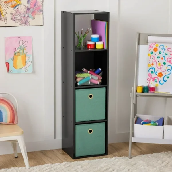 4 Cube Vertical Storage Organizer, Black (Shipment from Walmart)