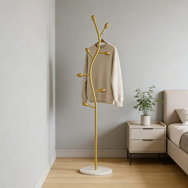Clothing Rack, Golden Metal Freestanding Heavy Duty Clothes Rack with Marble Base, Multipurpose Garment Hanger for Bedroom, Hat, Scarf, Jacket view 4