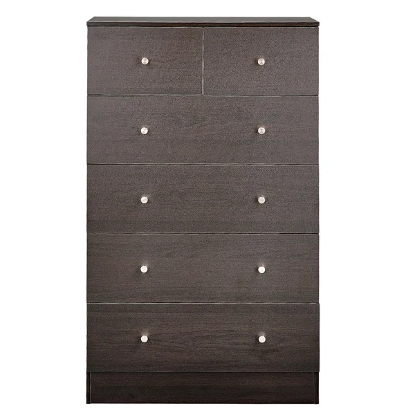 Brown particleboard with a textured melamine finish, 66*40*111cm, 4+2 drawer cabinet, matte gold handles view 3