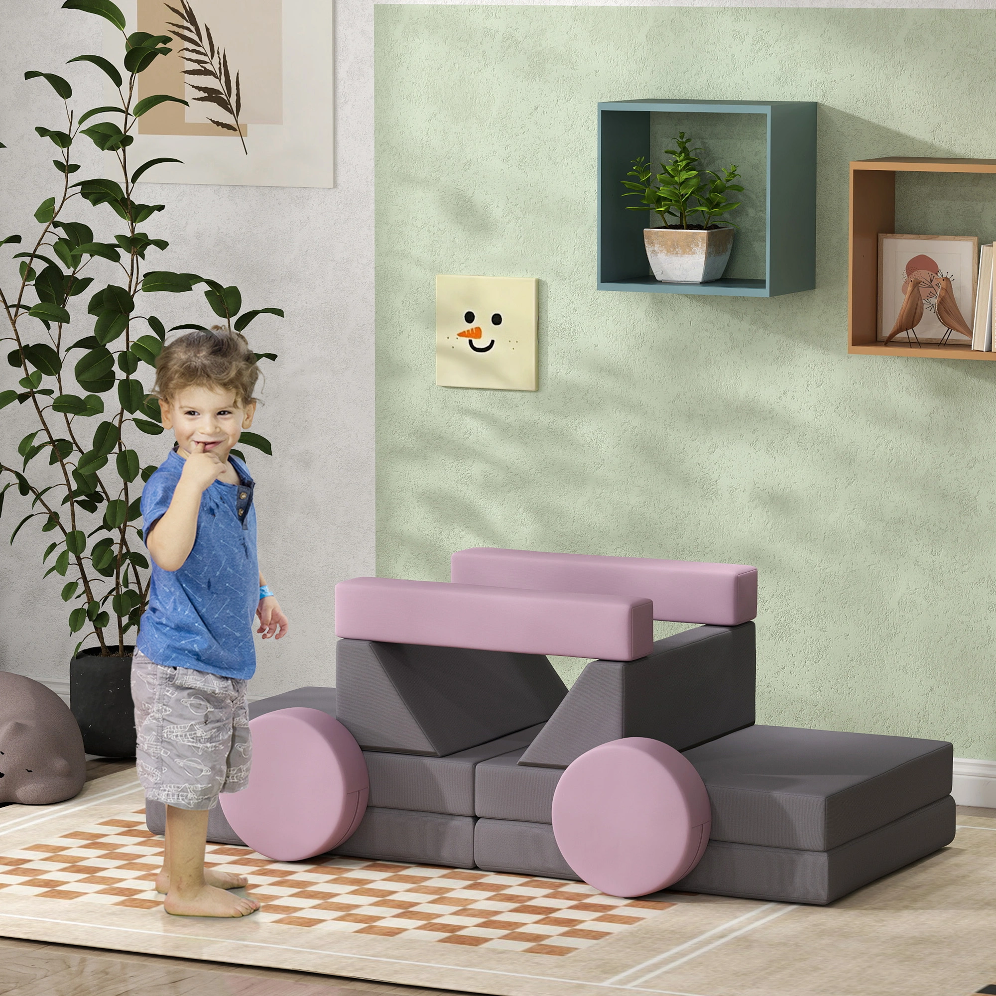 Kids Soft Play Set - Foam Baby Tumble Gym Safety Mats Indoor Outdoor Nursery