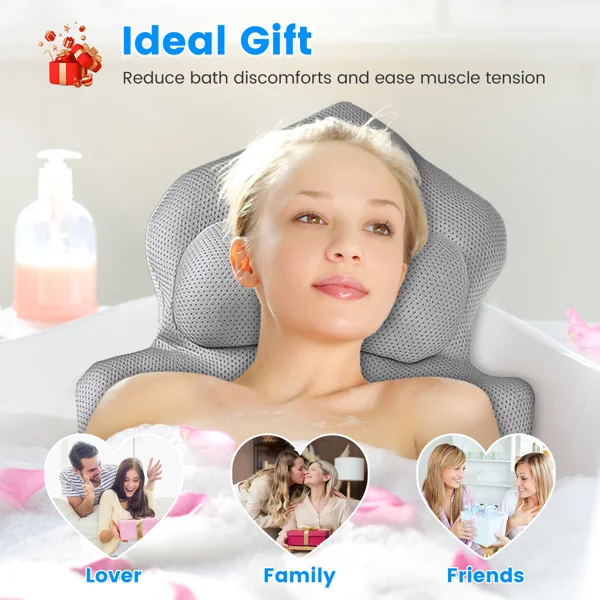 Full Body Bathtub Cushion with Detachable Lumbar Pillow, 4D Honeycomb Mesh Non-Slip Bath Mat with 192 Suction Cups, Machine Washable Soft Bath Pillow for Spa Soaking view 5