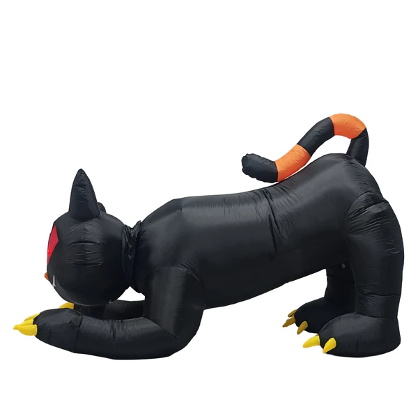 6.5 FT Halloween Inflatables Animated Black Cat with Shakable Head, Outdoor Decorations Blow Up Yard Decor with Built-in LEDs for Indoor Party Garden Lawn Decor view 3