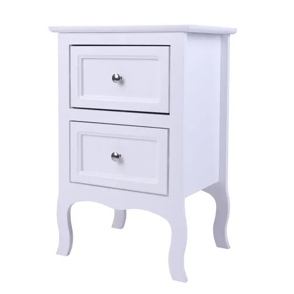 2pcs Country Style Two-Tier Night Tables Large Size White view 3