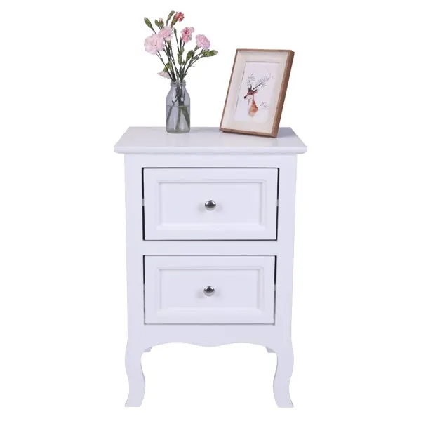 2pcs Country Style Two-Tier Night Tables Large Size White view 5