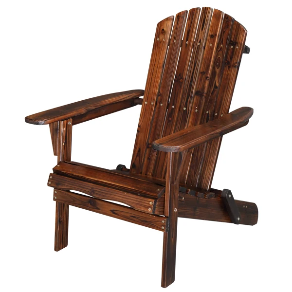 Folding Wooden Adirondack Lounger Chair with Natural Finish view 3