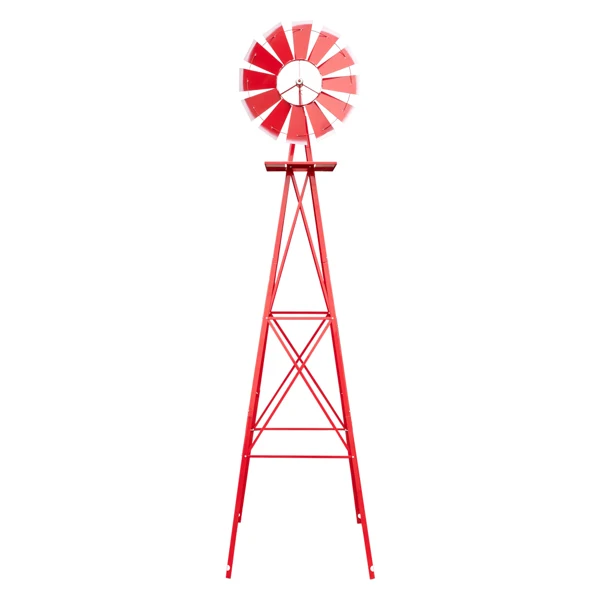 8FT Weather Resistant Yard Garden Windmill Red view 6